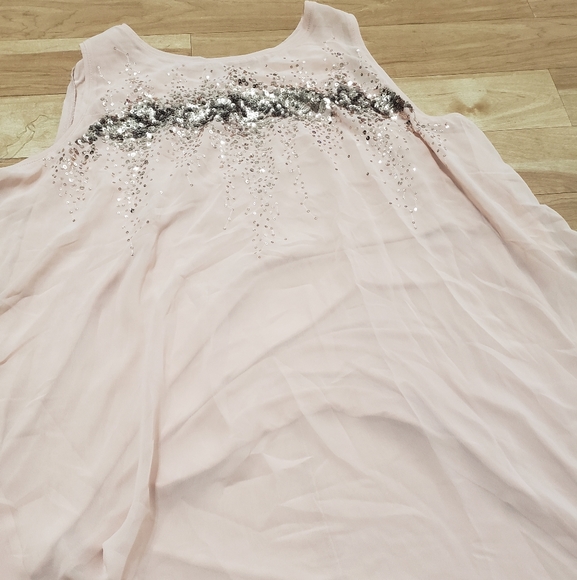 Lane Bryant 22/24 Sequin Sheer Tank Blush Pink Asy - Picture 2 of 6